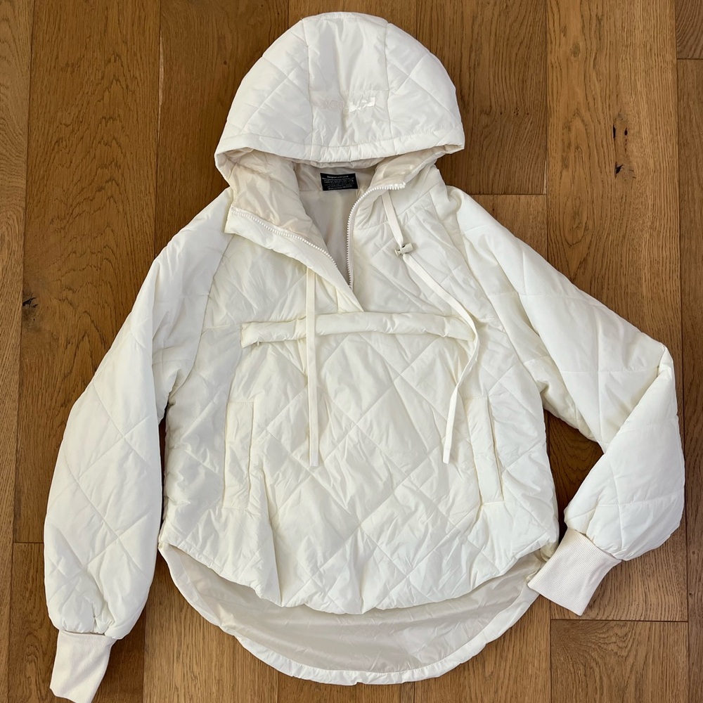 POPFLEX Quilted White Hooded Jacket